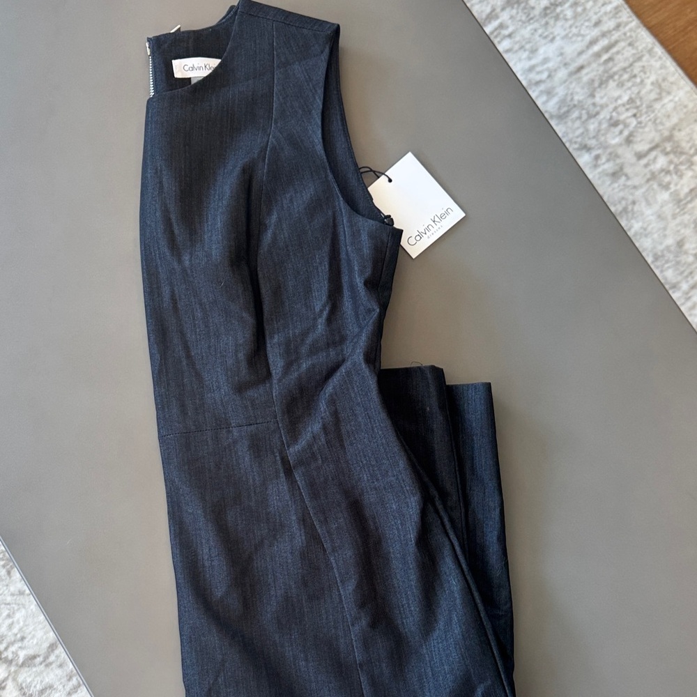 Calvin Klein Dark Navy Sleeveless Tailored Dress